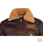 Männer-Lederjacke im Aviator-Stil aus braunem Rindsleder