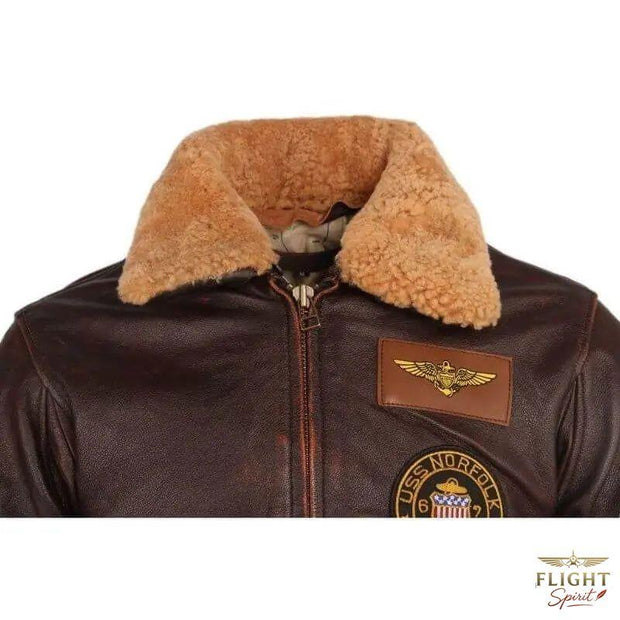 Männer-Lederjacke im Aviator-Stil aus braunem Rindsleder