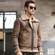 Herren Bomberjacke aus braunem Leder