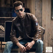 Herren Pilotjacke in brauner Vachette-Optik