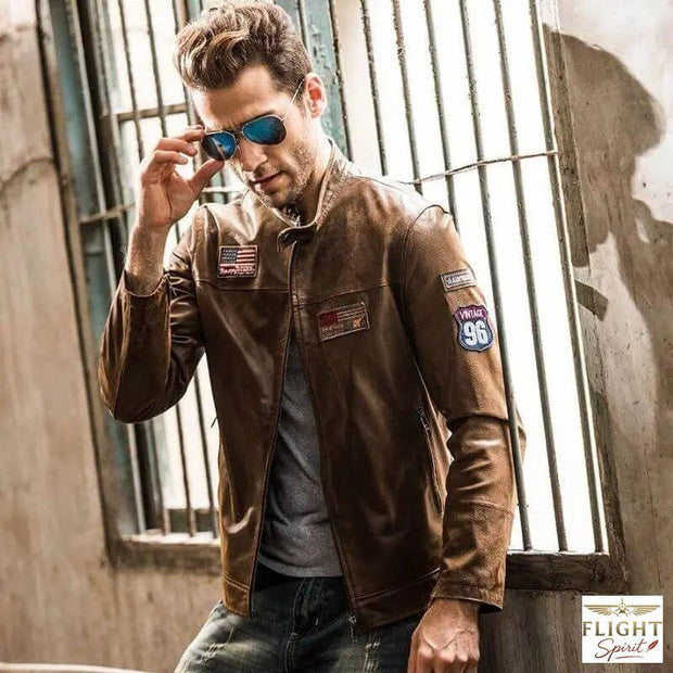 Herren Pilotjacke in brauner Vachette-Optik