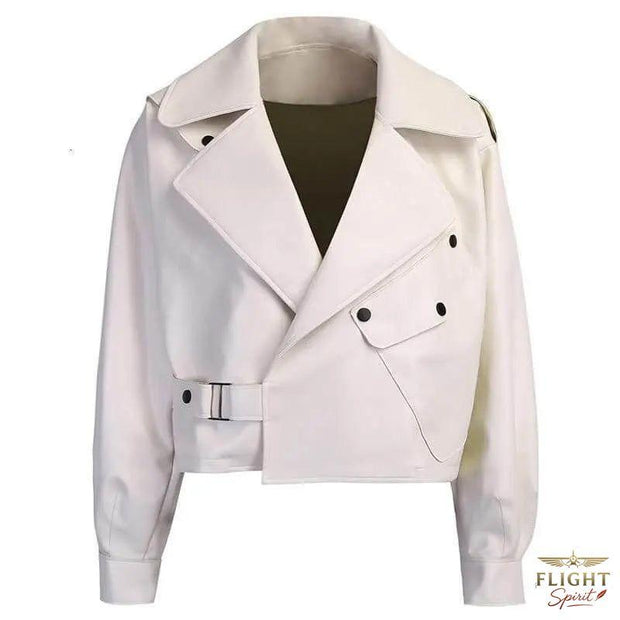 Damen-Bomberjacke aus weißem Leder