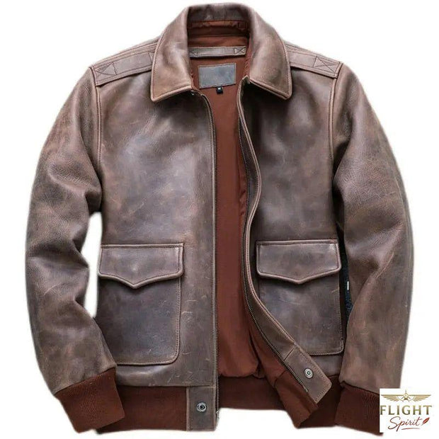 Vintage brauner Echtlederblouson
