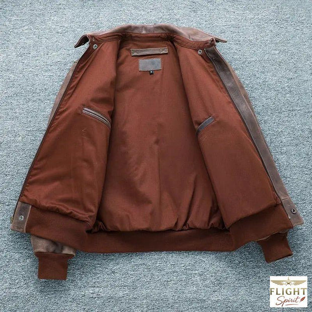 Vintage brauner Echtlederblouson