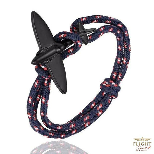 Marineblaues Flugzeug-Armband mit Schnur