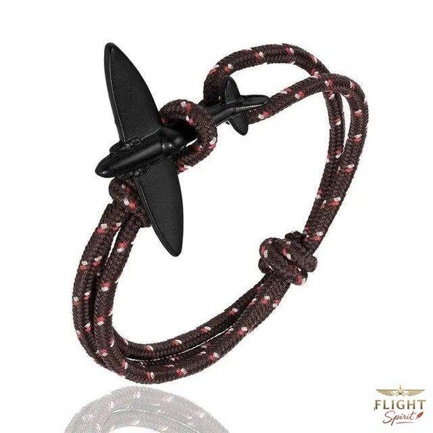 Lederarmband mit braunen und schwarzen Flugzeug-Design