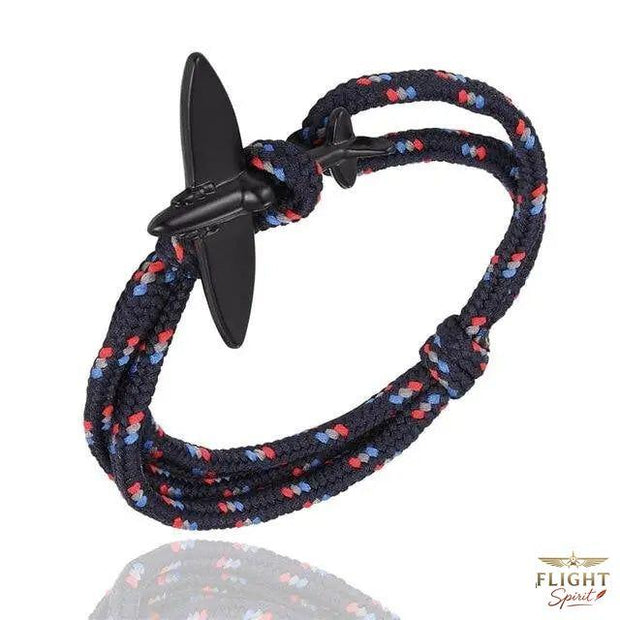 Schwarz-Blaues Flugzeug-Armband aus Kordel