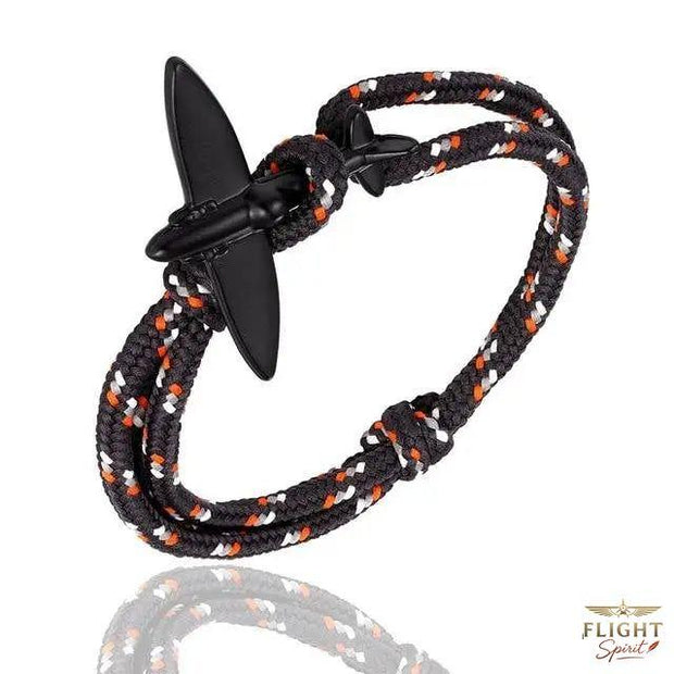 Schwarzes und Oranges Flugzeug-Armband aus Kordel