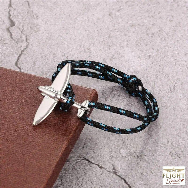 Schwarze, Grau und Blaue Flugzeug-Armband aus Kordel