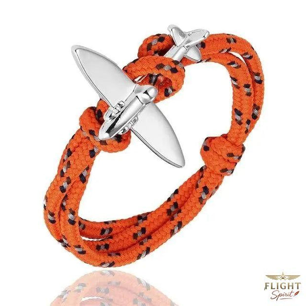Flugzeug Armband aus orange-schwarz Kordel