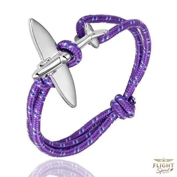 Violet Kordel-Anhänger Flugzeug Armband