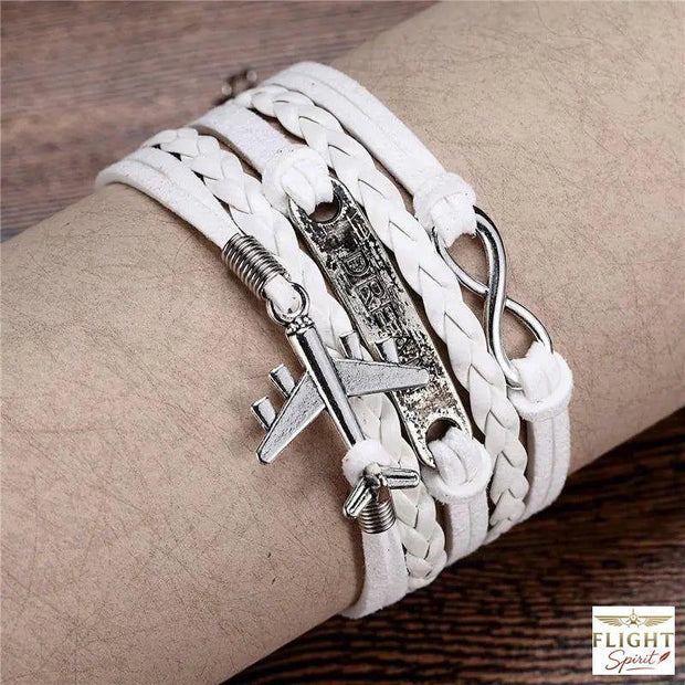 Weißes Leder-Flugzeug-Armband