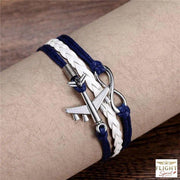 Blauer Lederflugzeug-Armband