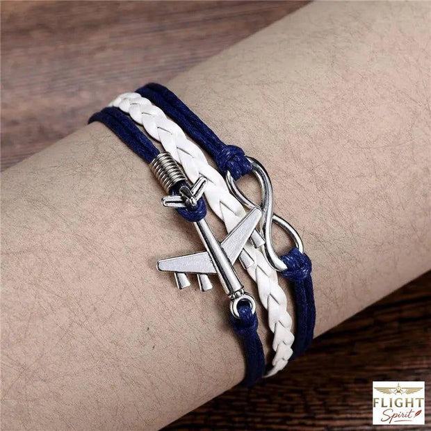 Blauer Lederflugzeug-Armband