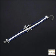 Blauer Lederflugzeug-Armband
