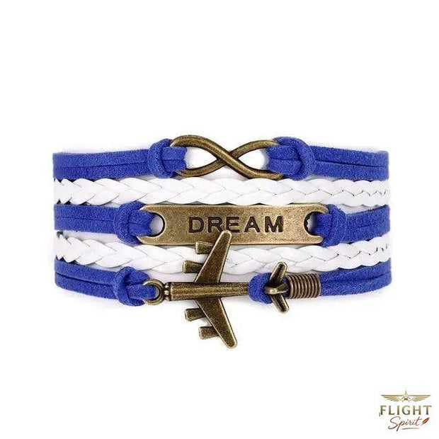 Blau-Weißes Lederflugzeug-Armband