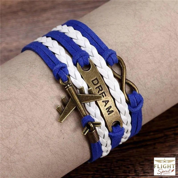 Blau-Weißes Lederflugzeug-Armband