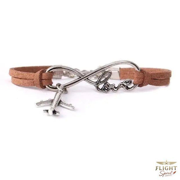 Damen Lederarmband mit Flugzeugmotiv