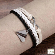 Schwarzes Lederflugzeug-Armband