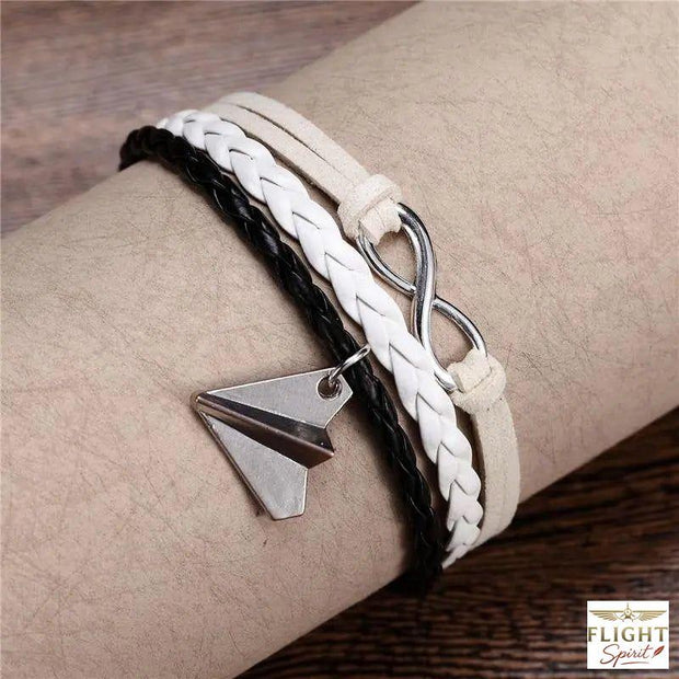 Schwarzes Lederflugzeug-Armband