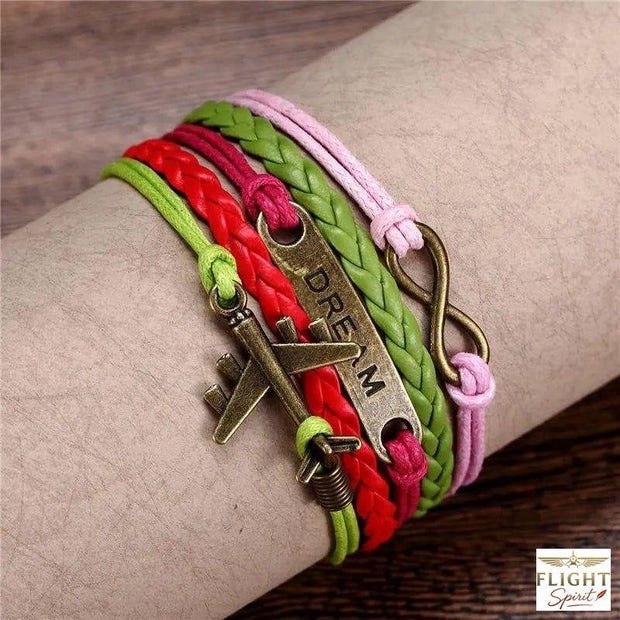 Rosa Lederfliegerarmband