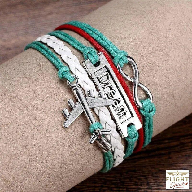 Grünes Lederfliegerarmband