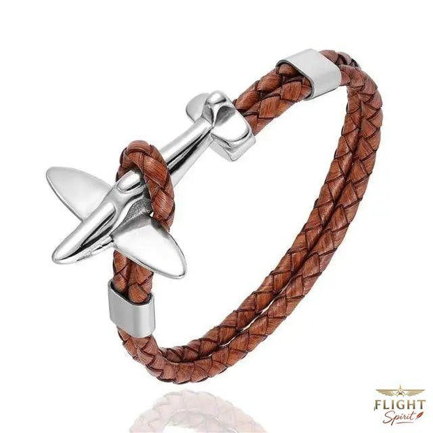 Silberbraungen Fighter Jet Armband in Braun
