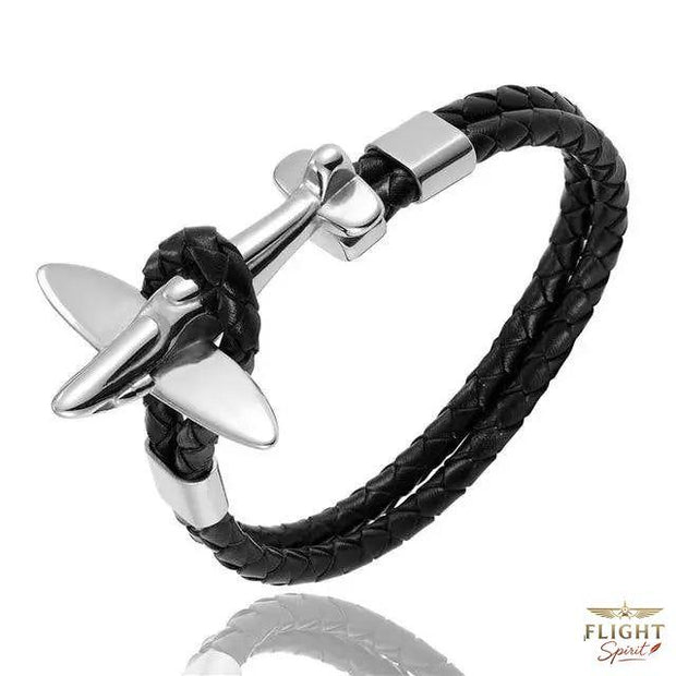 Silbernes schwarzes Kampfflugzeug-Armband