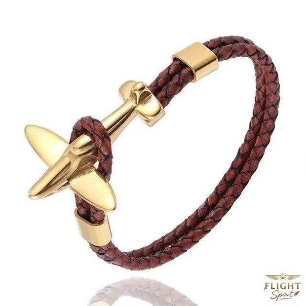 Gold-Kampfflugzeug-Armband in Kaffee