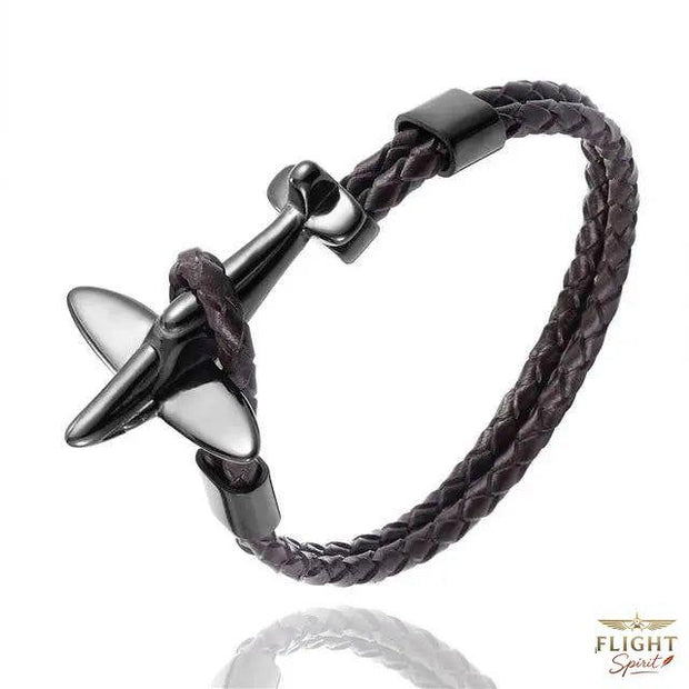 Schwarzes Retro-Jagdflugzeug-Armband