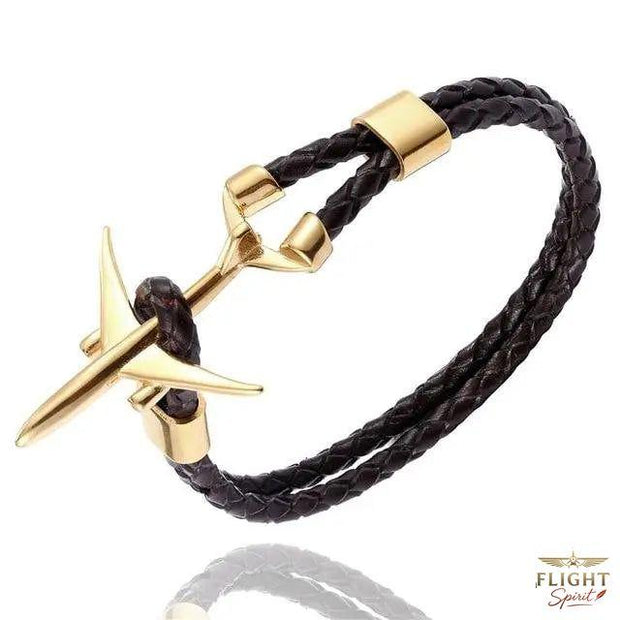 Schwarz-Goldenes Linienflugzeug-Armband