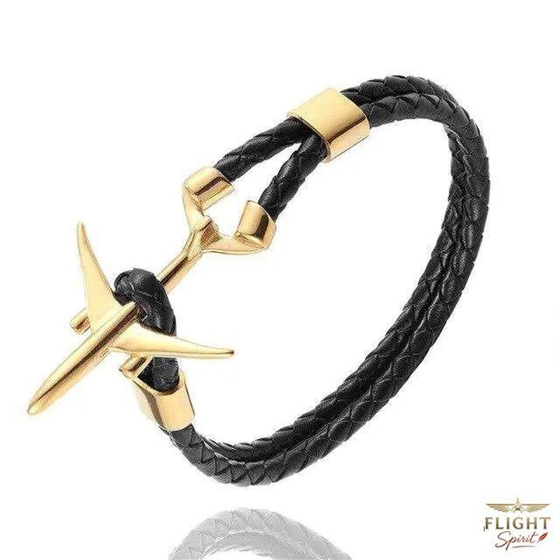 Retro schwarzes und goldenes Linienflugzeug-Armband