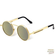 Männer Sonnenbrille rund, goldfarben, Pilotenstil