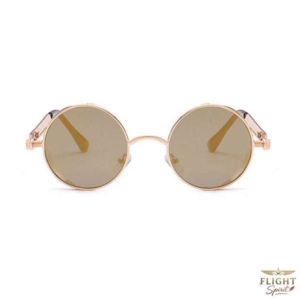 Männer Sonnenbrille rund, goldfarben, Pilotenstil