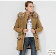 Damenschneejacke im Pilotenstil Camel