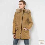 Damenschneejacke im Pilotenstil Camel