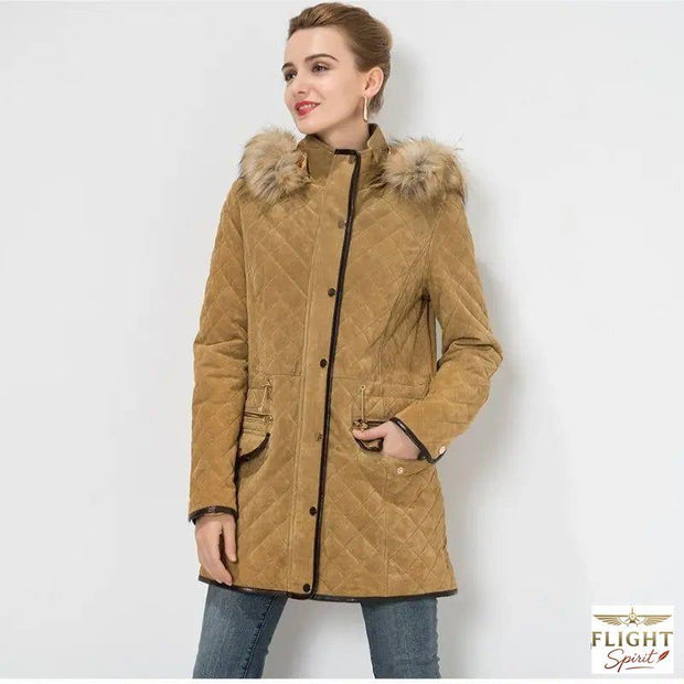 Damenschneejacke im Pilotenstil Camel