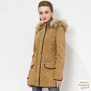 Damenschneejacke im Pilotenstil Camel