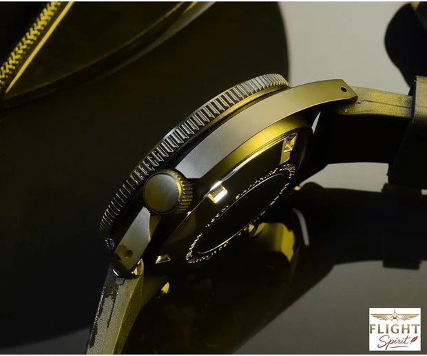 Automatik-Fliegeruhr mit schwarzem Silikon-Armband