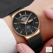 Schwarze Edelstahl-Fliegeruhr mit Armband