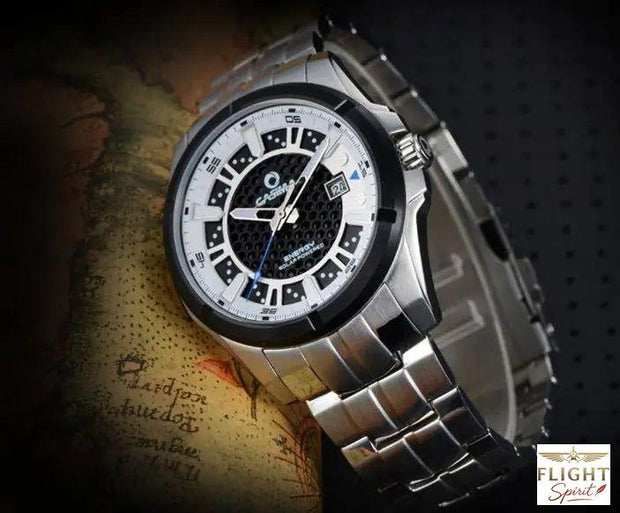 Herrenuhr Fliegerarmband aus Edelstahl