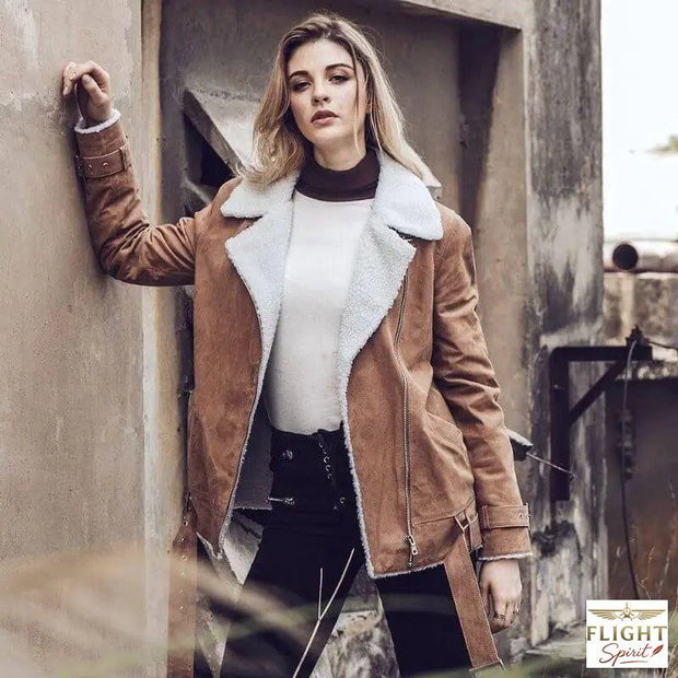 Beige Pilotenjacke für Damen