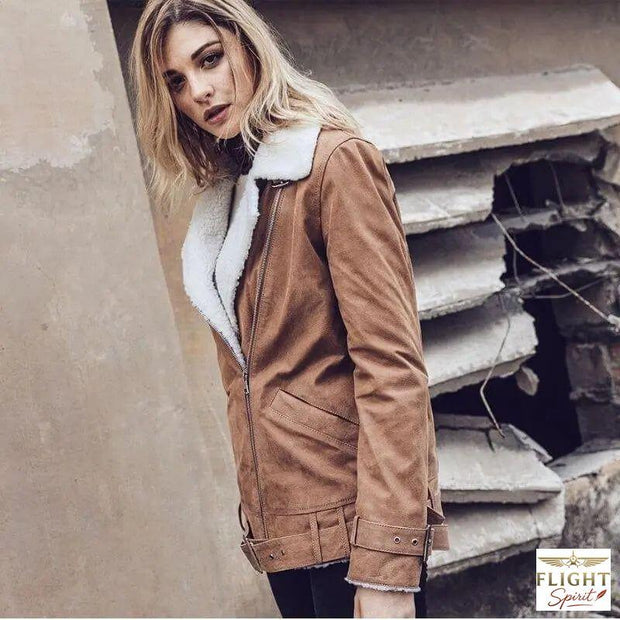Beige Pilotenjacke für Damen