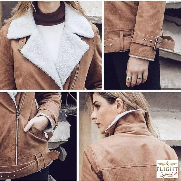 Beige Pilotenjacke für Damen