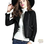 Damen-Lederjacke im Biker-Stil in Schwarz