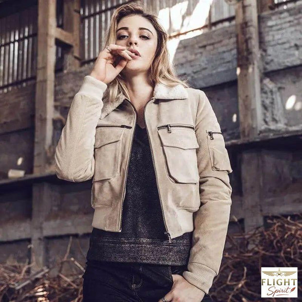 Weiße Damenpilotjacke