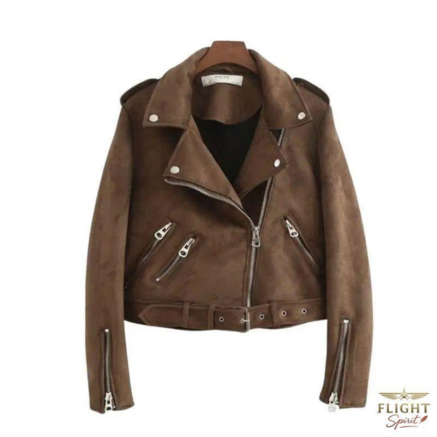Damen-Bomberjacke aus braunem Wildleder