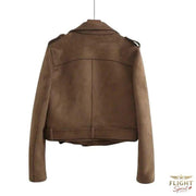 Damen-Bomberjacke aus braunem Wildleder