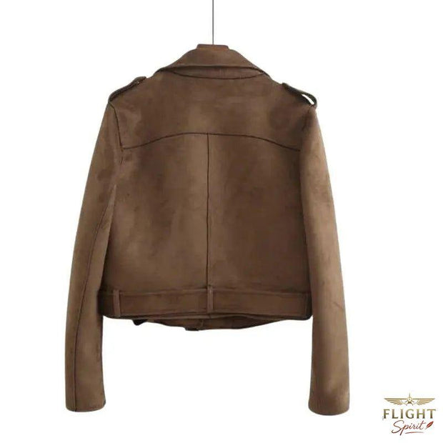 Damen-Bomberjacke aus braunem Wildleder